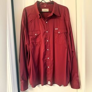Bella Co. Men's Casual Burgundy Button-Down Shirt